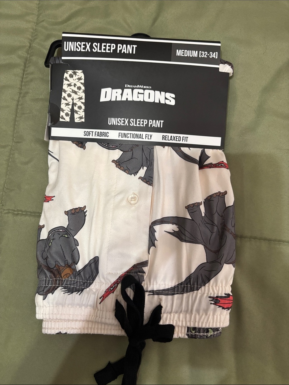 DreamWorks Dragons Lounge Pants - White, Black & Gray with Red Accents